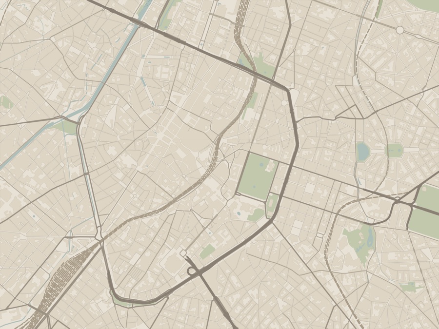 Vector map of the Brussels city centre in the Wabi-Sabi style